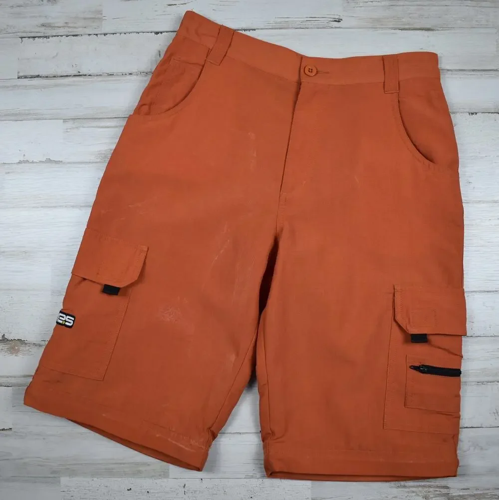 Vintage Lee Pipes Cargo Shorts Boys 14 Orange Skater Gorpcore Tech Wear 90s Y2K